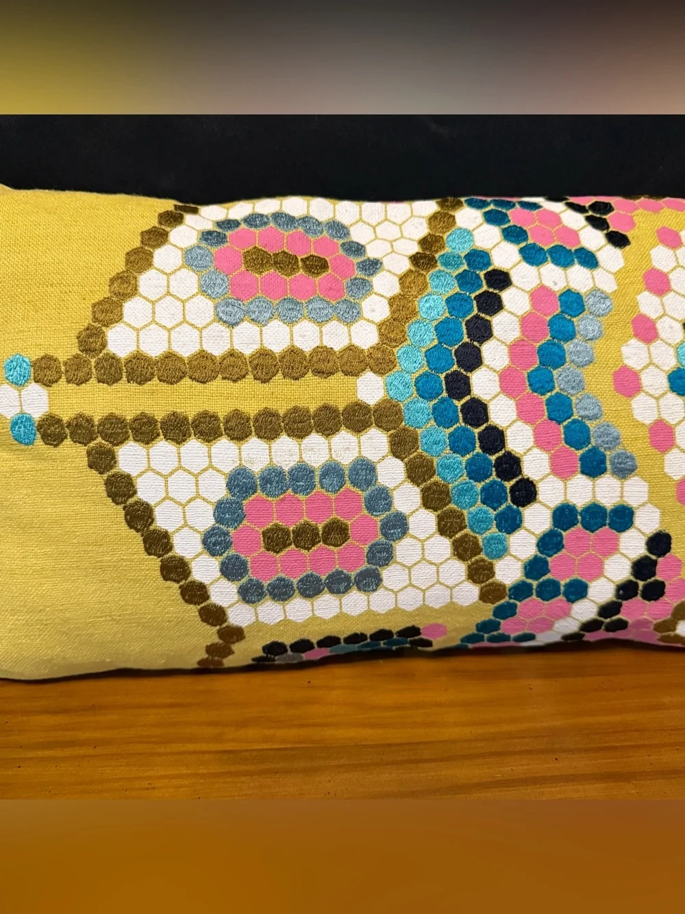 West Elm Throw Pillow Modern Colorblock Lumbar Textured Embroidered 12